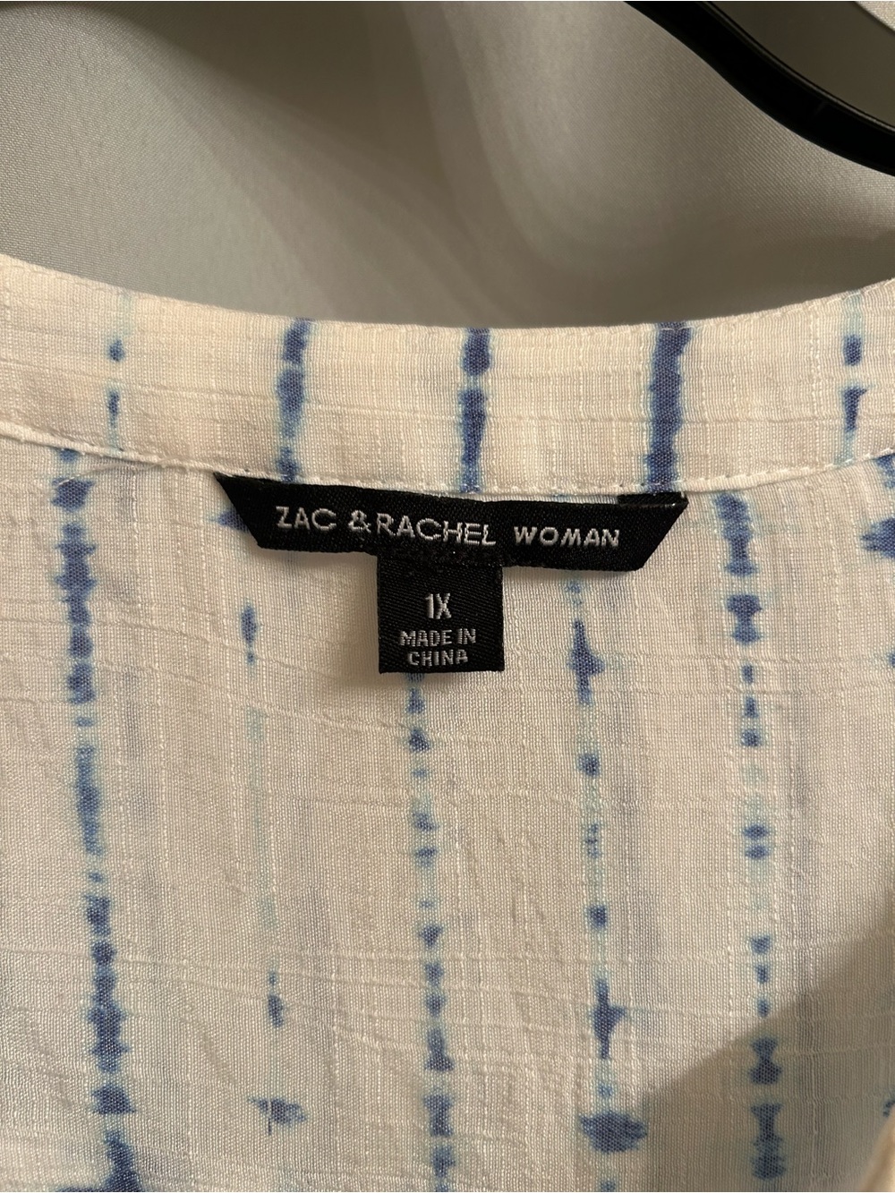 Zac & Rachel White and Blue Tie-Dye -Look Button Front Blouse - Picture 2 of 3